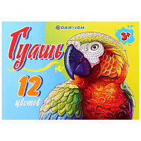 Краски гуашевые 12 цв "Попугай" 240мл., картонная упаковка "Darvish"