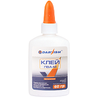 Клей ПВА 60гр "Darvish" с дозатором, в плоском флаконе, поливинилацетатный, для склеивания  изделий